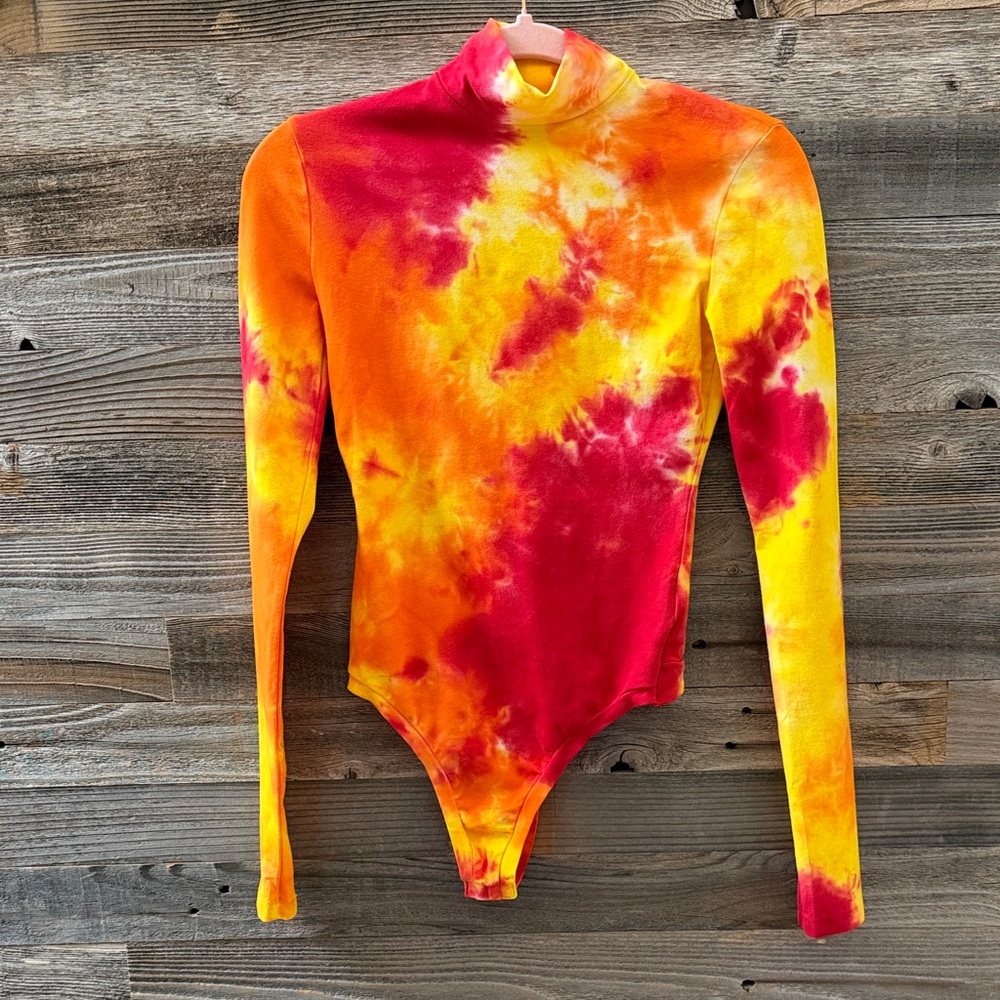 Cotton Citizen Brisbane Tie Dye Thong Mock Neck Body Suit Size XS NWT